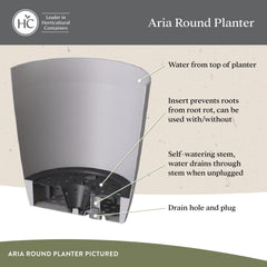 The HC Companies Aria close-up of removable drain plug for simple reservoir access