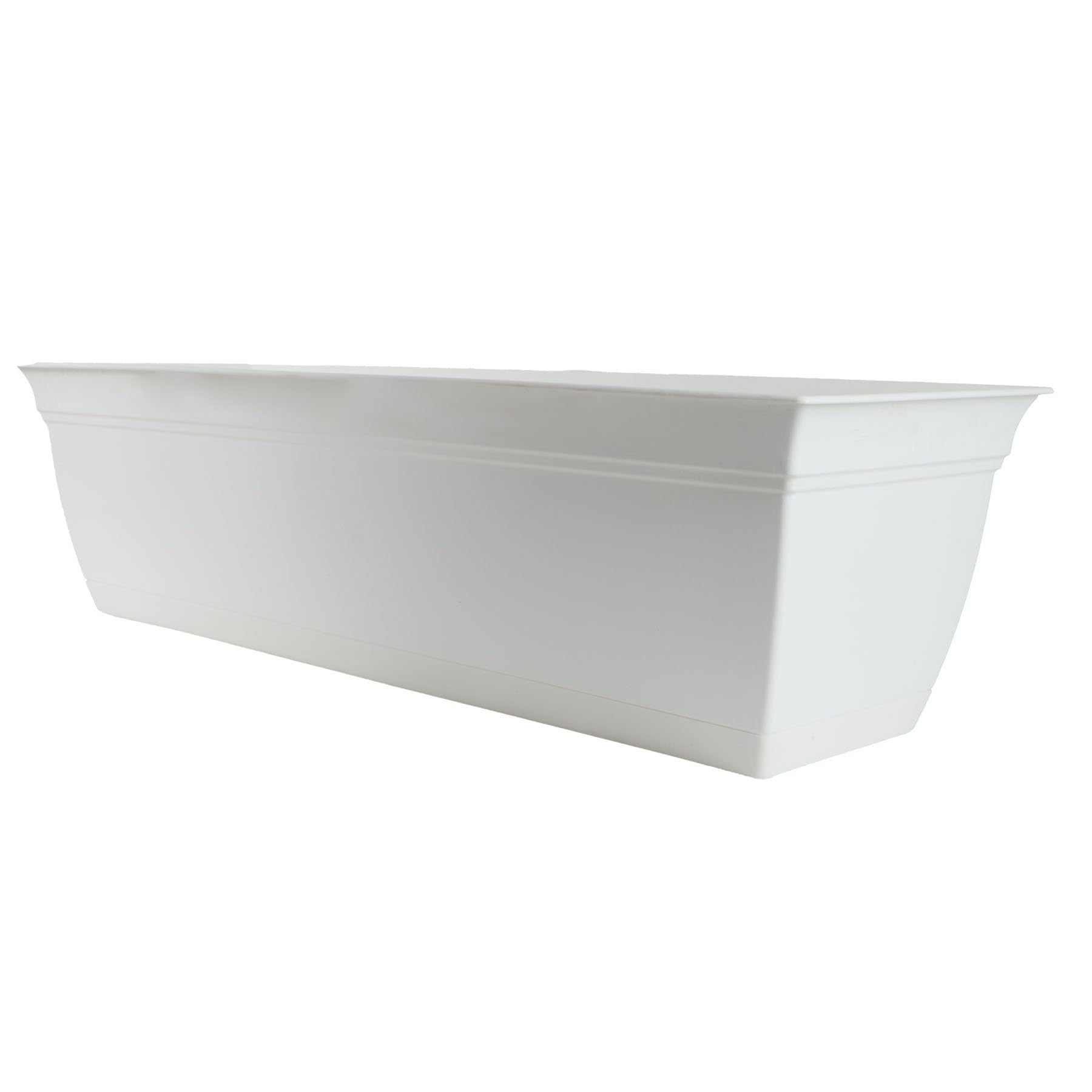 The HC Companies white planter front view showing clean design and curb appeal