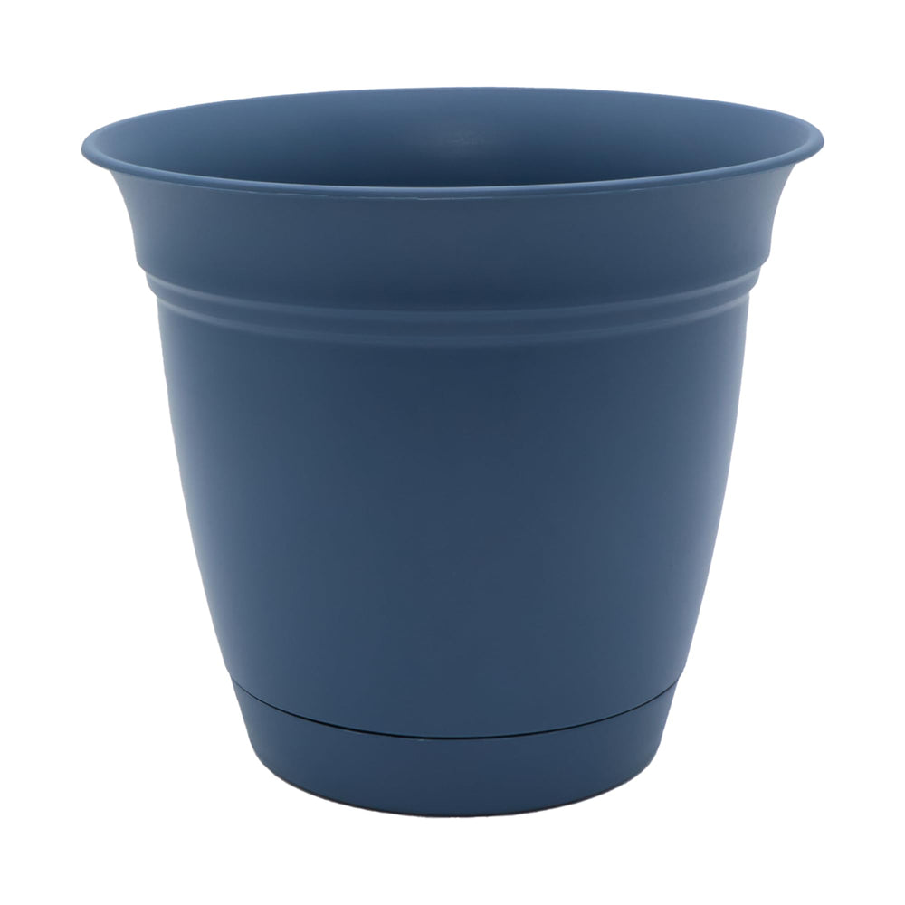 The HC Companies planter front view showing slate blue finish and modern shape for styling