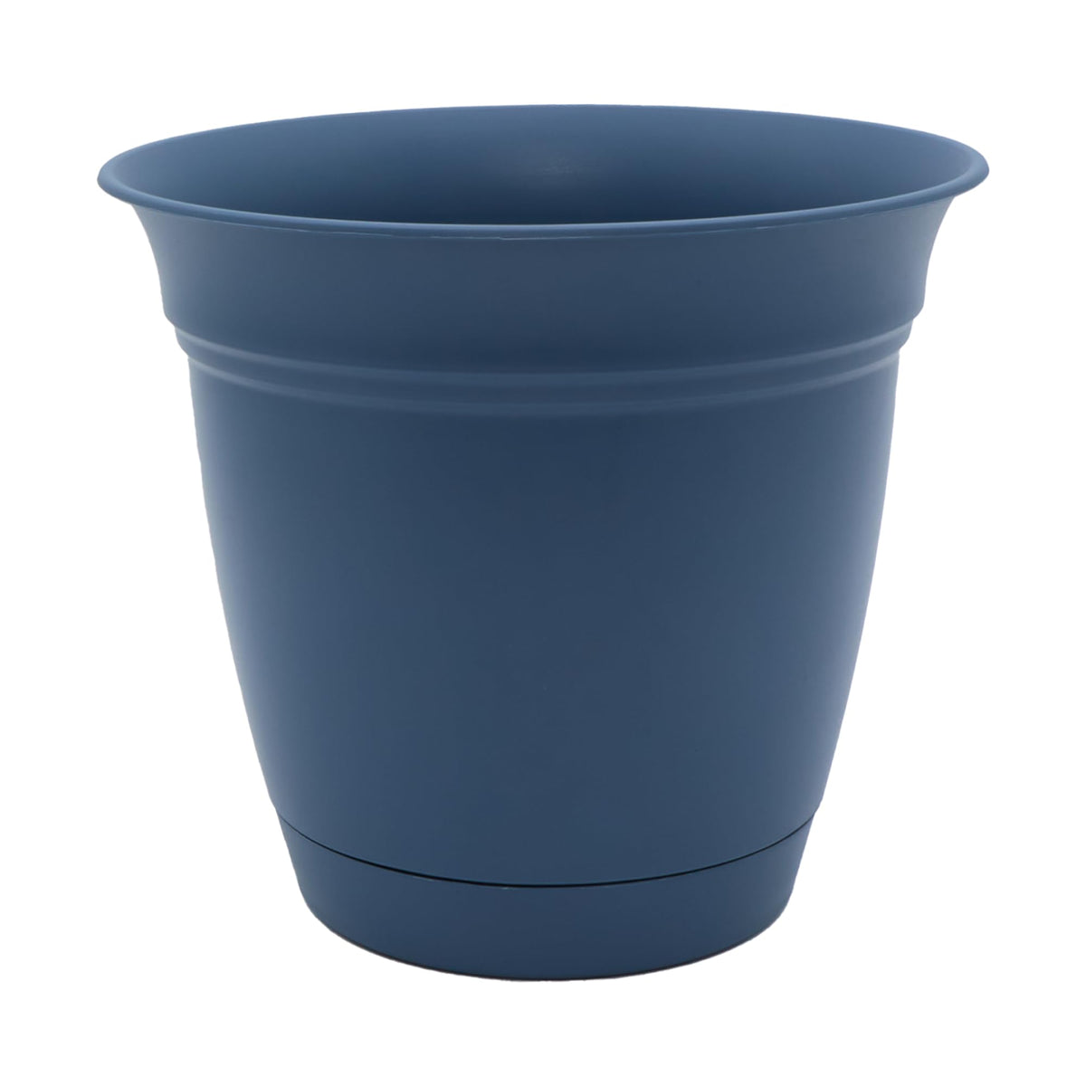 The HC Companies planter front view showing slate blue finish and modern shape for styling