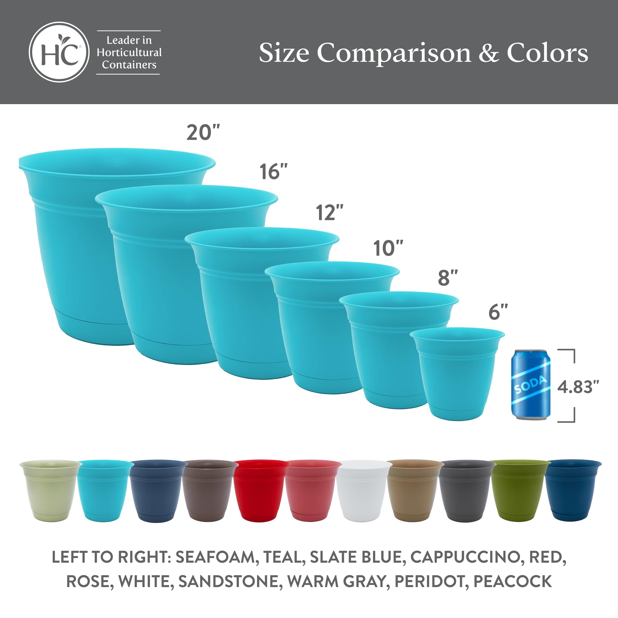 The HC Companies planter beside a ruler to show 16-inch scale for planting choices