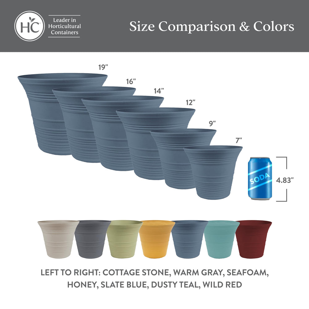 The HC Companies Sedona grouped on a patio with other pots, creates cohesive outdoor styling