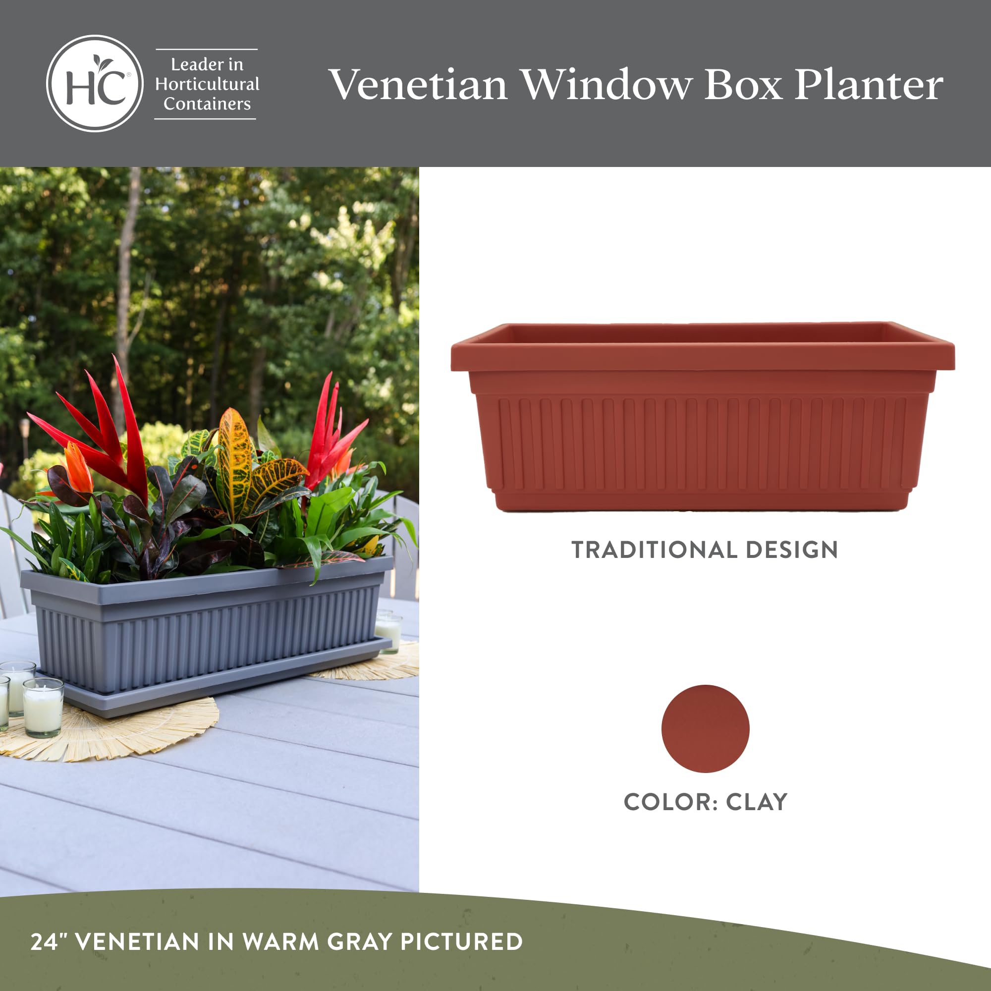 The HC Companies planter close-up of fluted side texture for decorative curb appeal