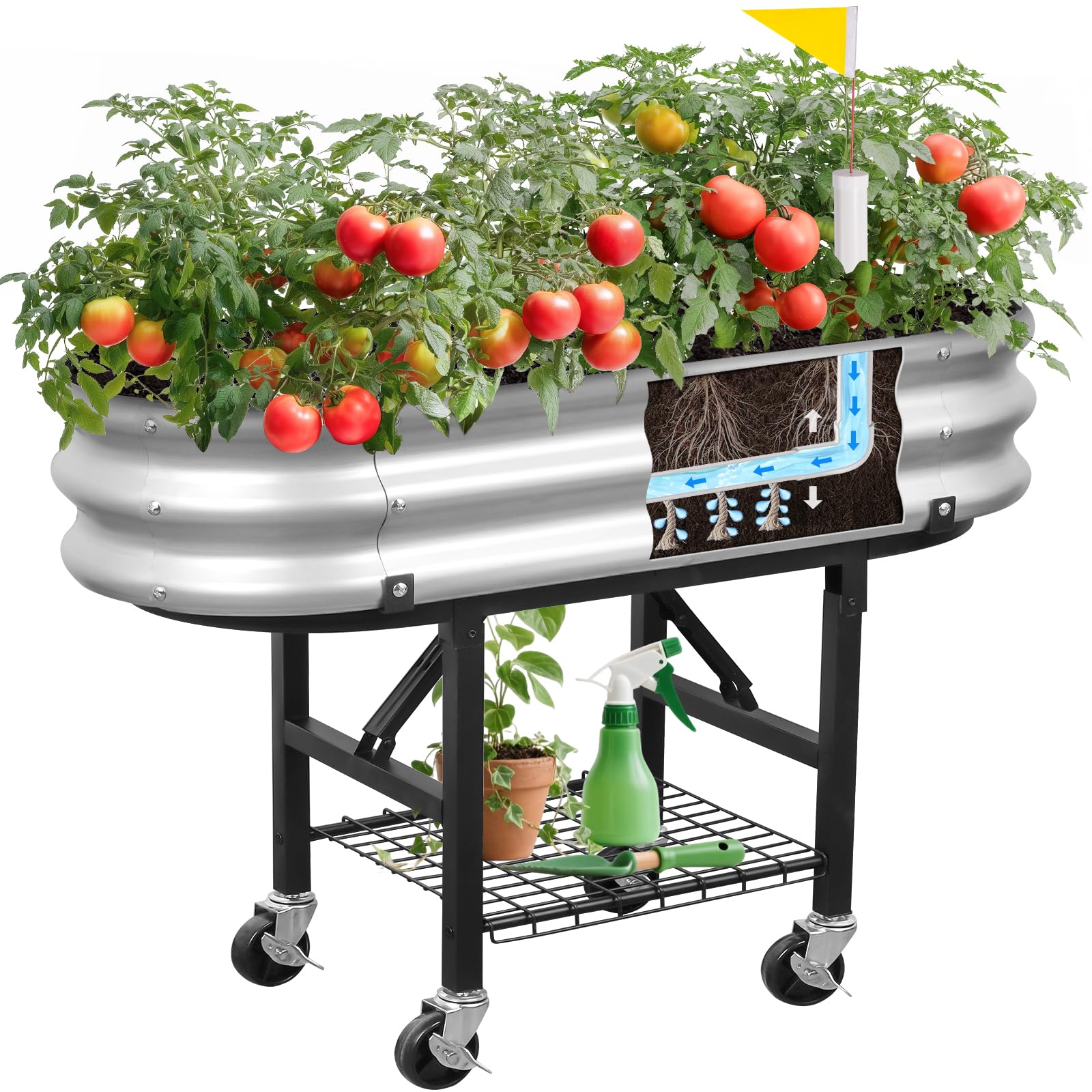 The Home Cult front view of raised garden bed showing compact, mobile design and stability