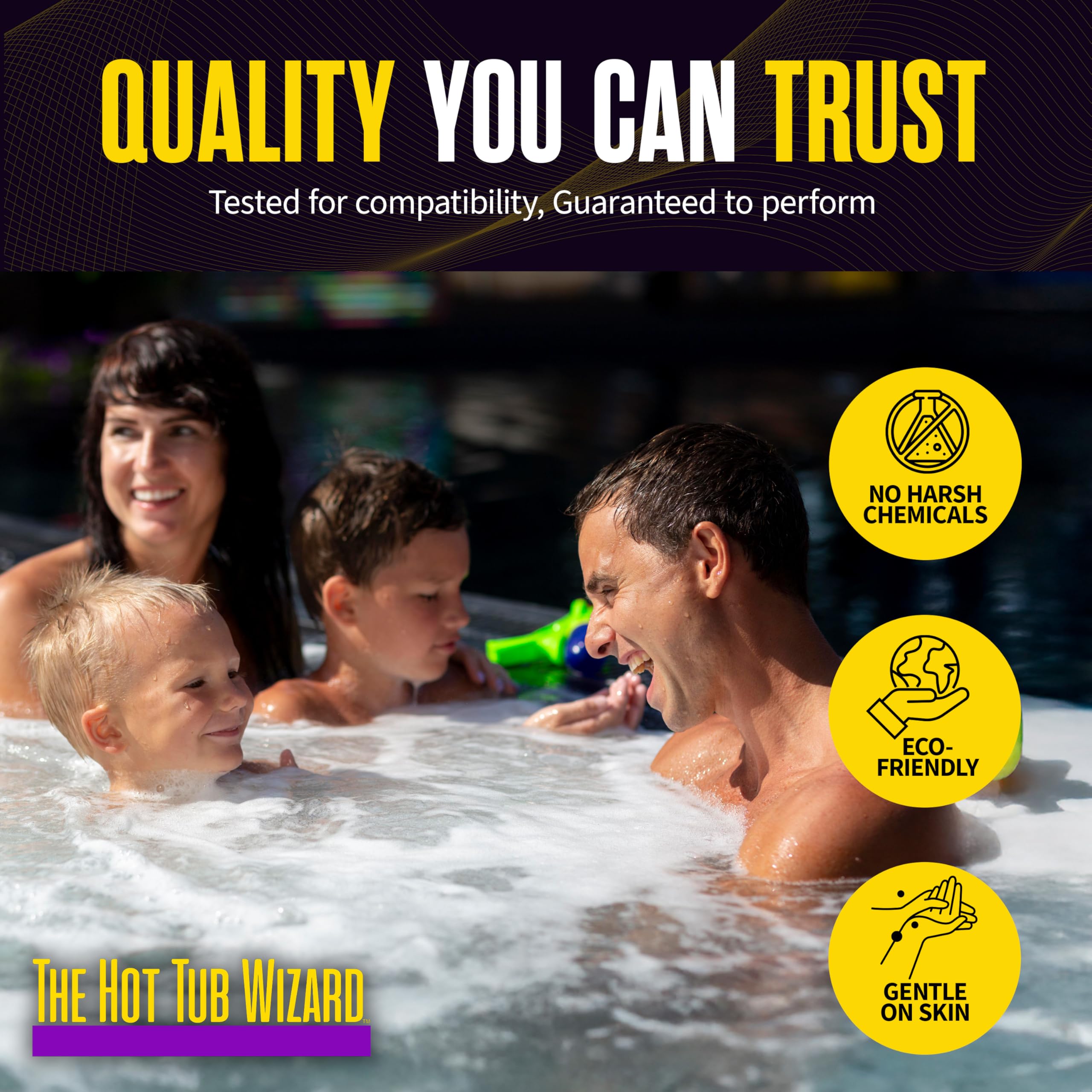 The Hot Tub Wizard Scepter in a backyard spa scene showing reliable performance