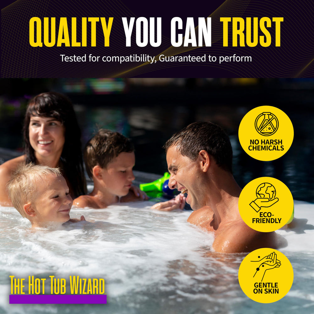 The Hot Tub Wizard Scepter in a backyard spa scene showing reliable performance