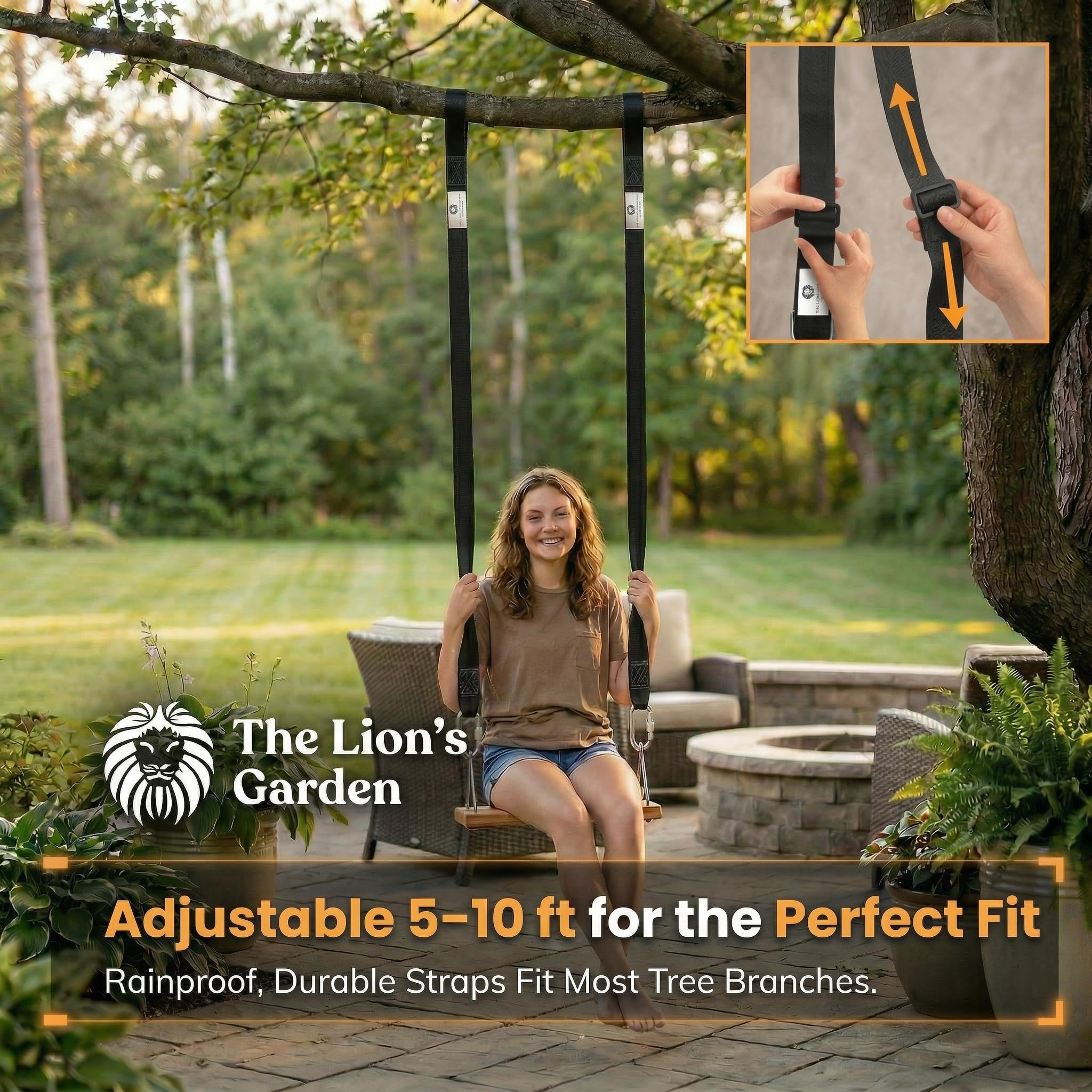 The Lion's Garden straps measured against a ruler showing adjustable length