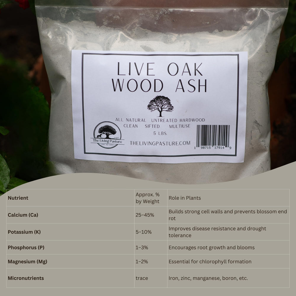The Living Pasture wood ash being mixed into compost pile to boost potassium and calcium