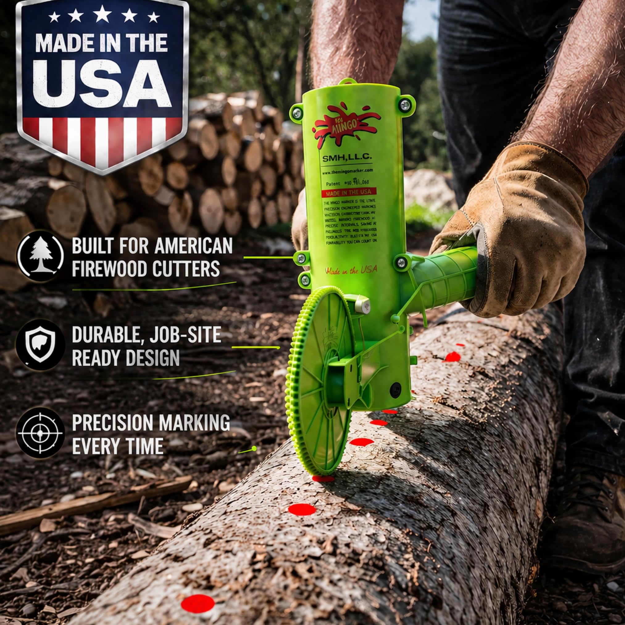 THE MINGO handheld in use on log speeding up cutting workflow