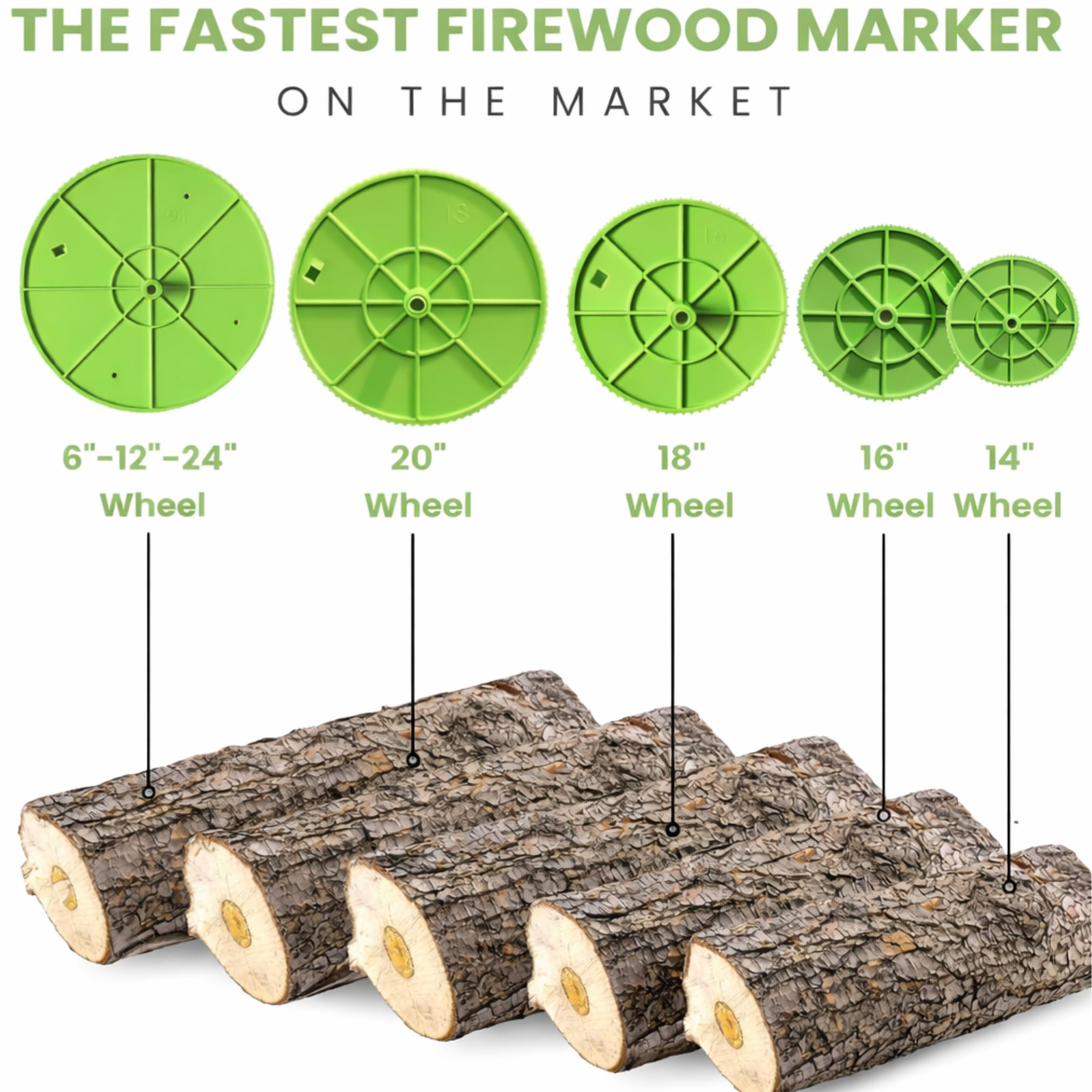THE MINGO marking different log sizes, helps create uniform firewood stacks