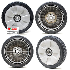 The Mower Shop Honda front wheel view showing proper fit and reliable rolling