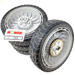 The Mower Shop Honda rear wheel close-up highlighting OEM fit and durability