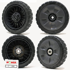 The Mower Shop front wheel packaging showing fit and installation ease