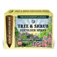 The Old Farmer's Almanac front box showing 24 spikes and clear labeling benefit: easy seasonal feeding