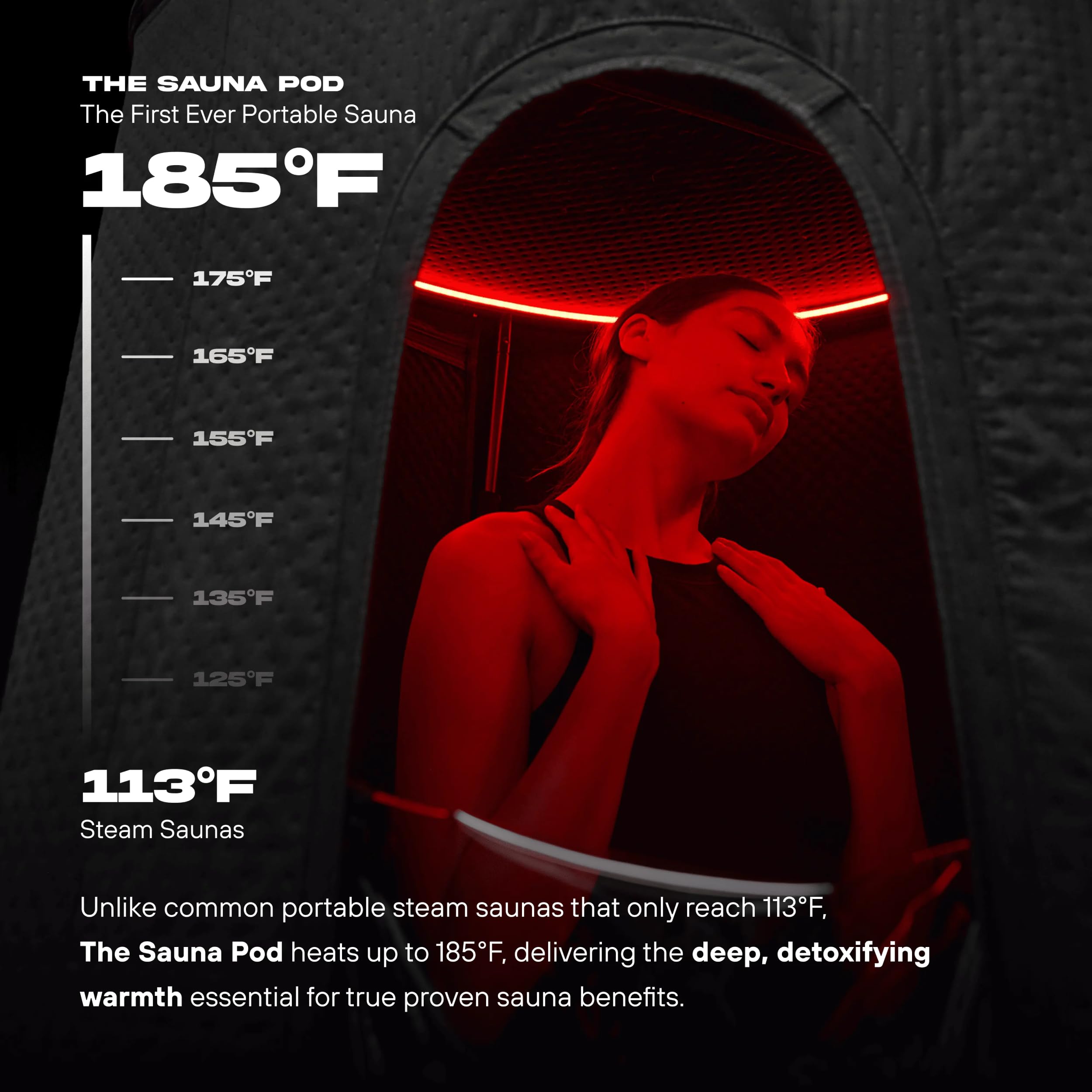 THE POD COMPANY Sauna Pod in use by athlete demonstrating post-workout recovery option