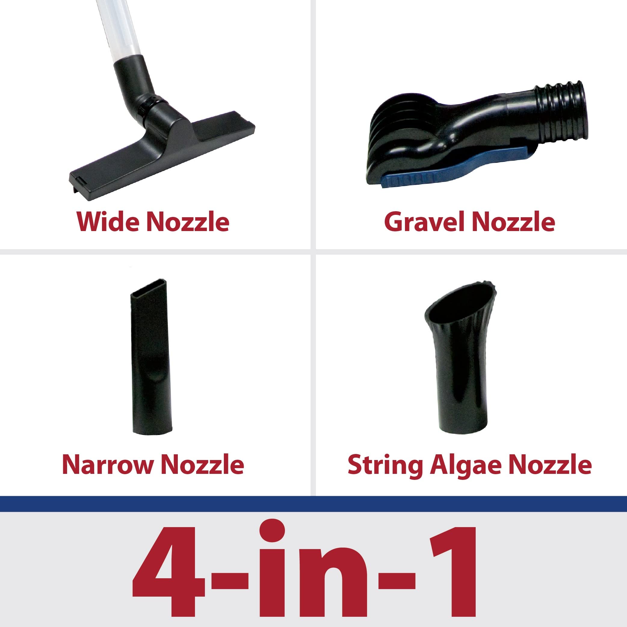 The Pond Guy ClearVac extensions and 13-foot cord demonstrating extended reach
