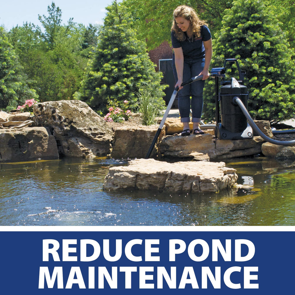 The Pond Guy ClearVac being used in a backyard pond showing convenient maintenance