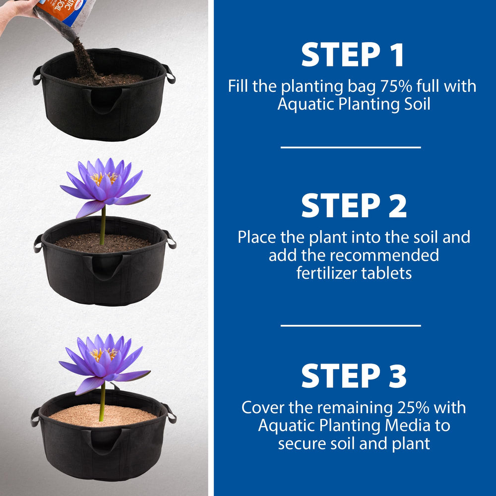 The Pond Guy planting container installed in pond keeps plants secure and tidy