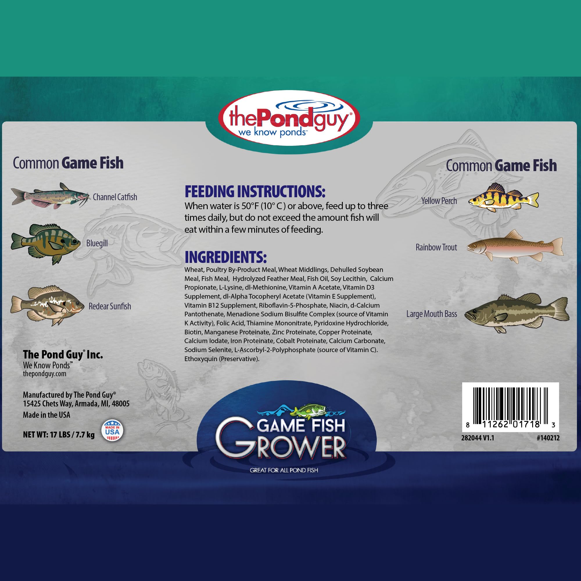 The Pond Guy open bucket with floating pellets ready to feed