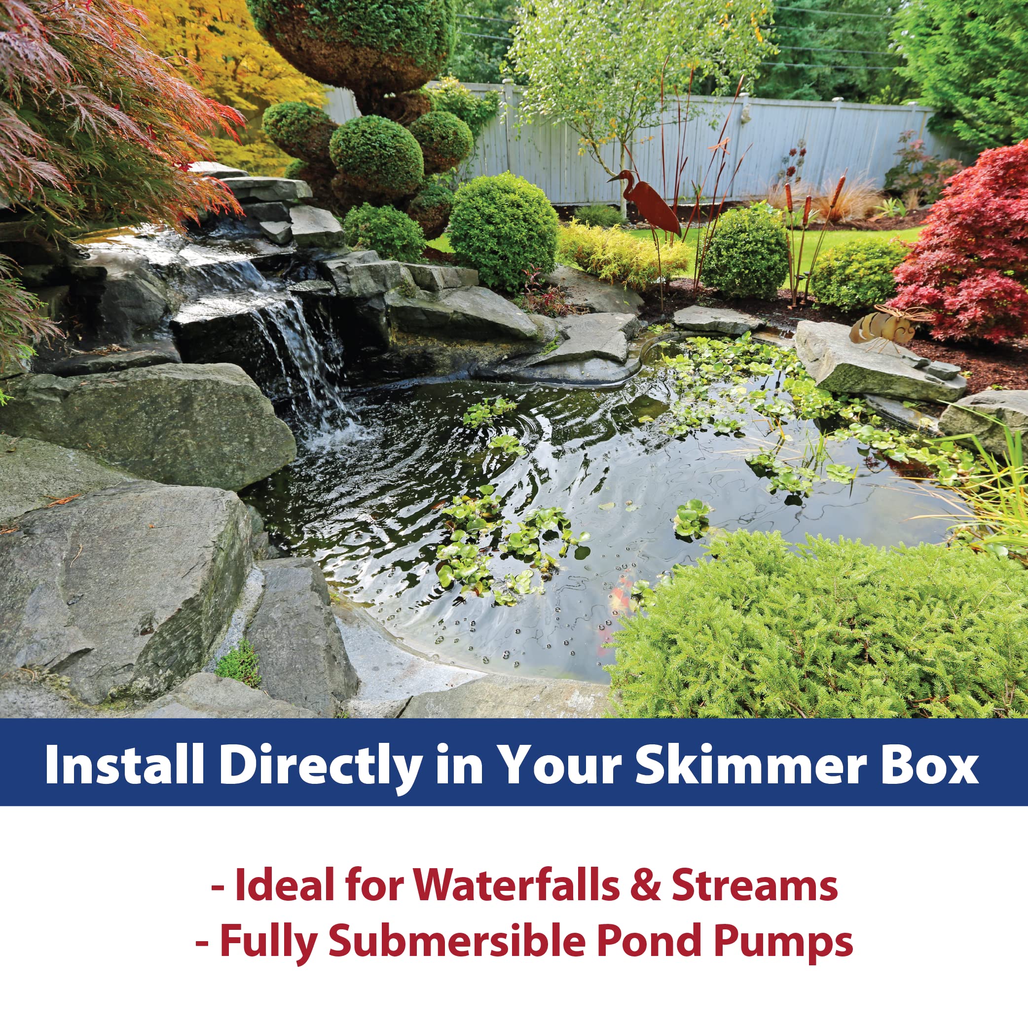 The Pond Guy RapidFlo submerged in a pond showing quiet operation and stable performance