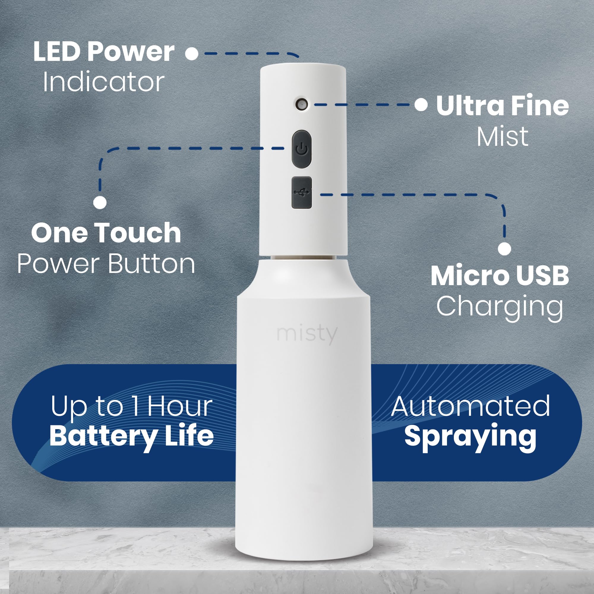 The Watering Vine mist-e held in hand demonstrating lightweight ergonomic grip for comfortable use benefit