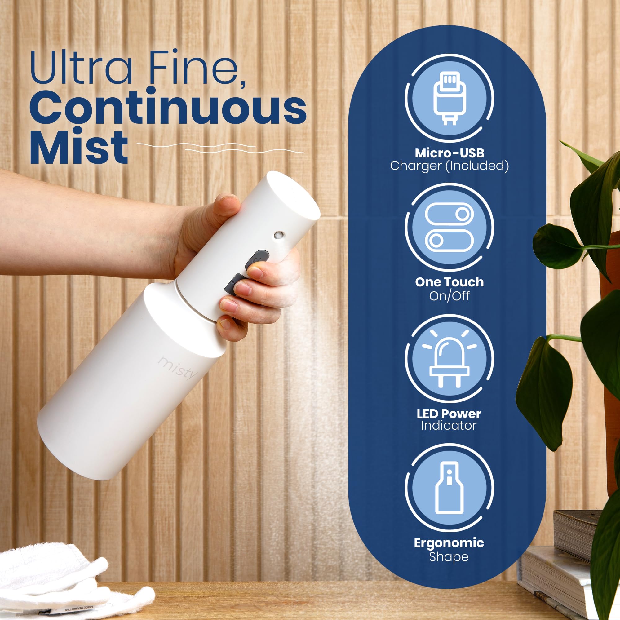 The Watering Vine mist-e clear reservoir with measurement markings for easy fill and longer use benefit