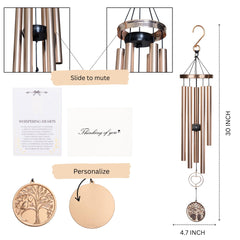 The Wind Chime Co close-up of tuned aluminum tubes highlighting clear sustained tones