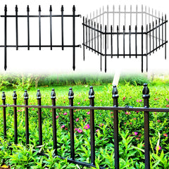 Thealyn front view of five panels showing full decorative garden fence benefit: neat edging