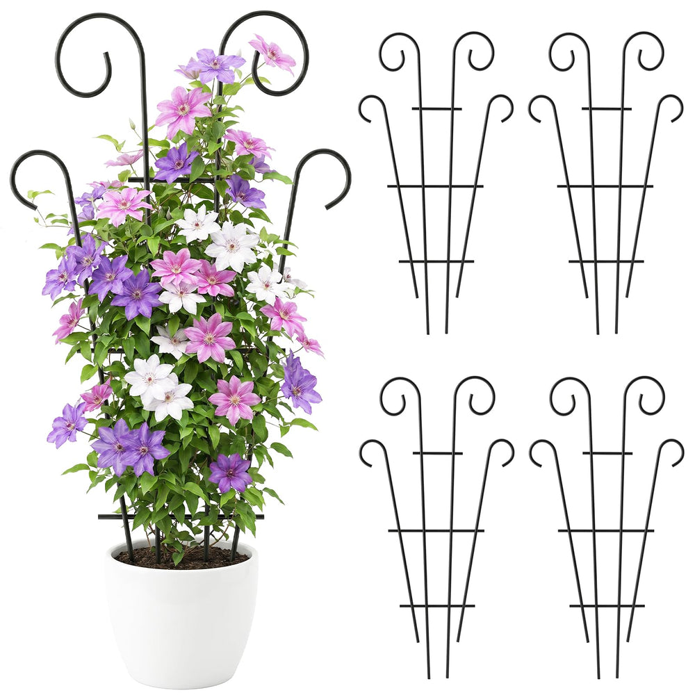 Thealyn front view of four trellises showing elegant wave design and neat vertical support