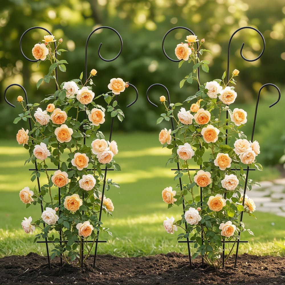 Thealyn trellis legs pushed into soil showing secure, tool-free installation benefit