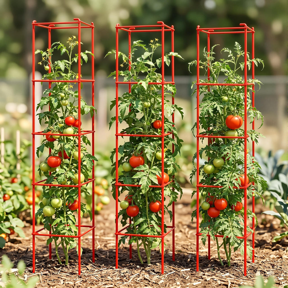 Thealyn cage beside ruler showing 57-inch height for tall varieties