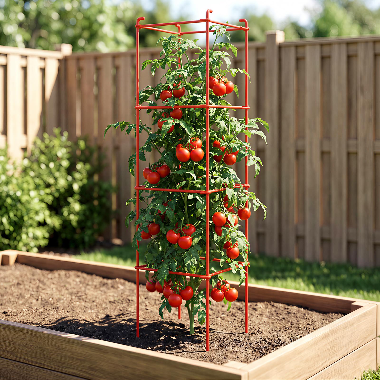 Thealyn cage beside a foot for scale showing 46 inch height and garden suitability
