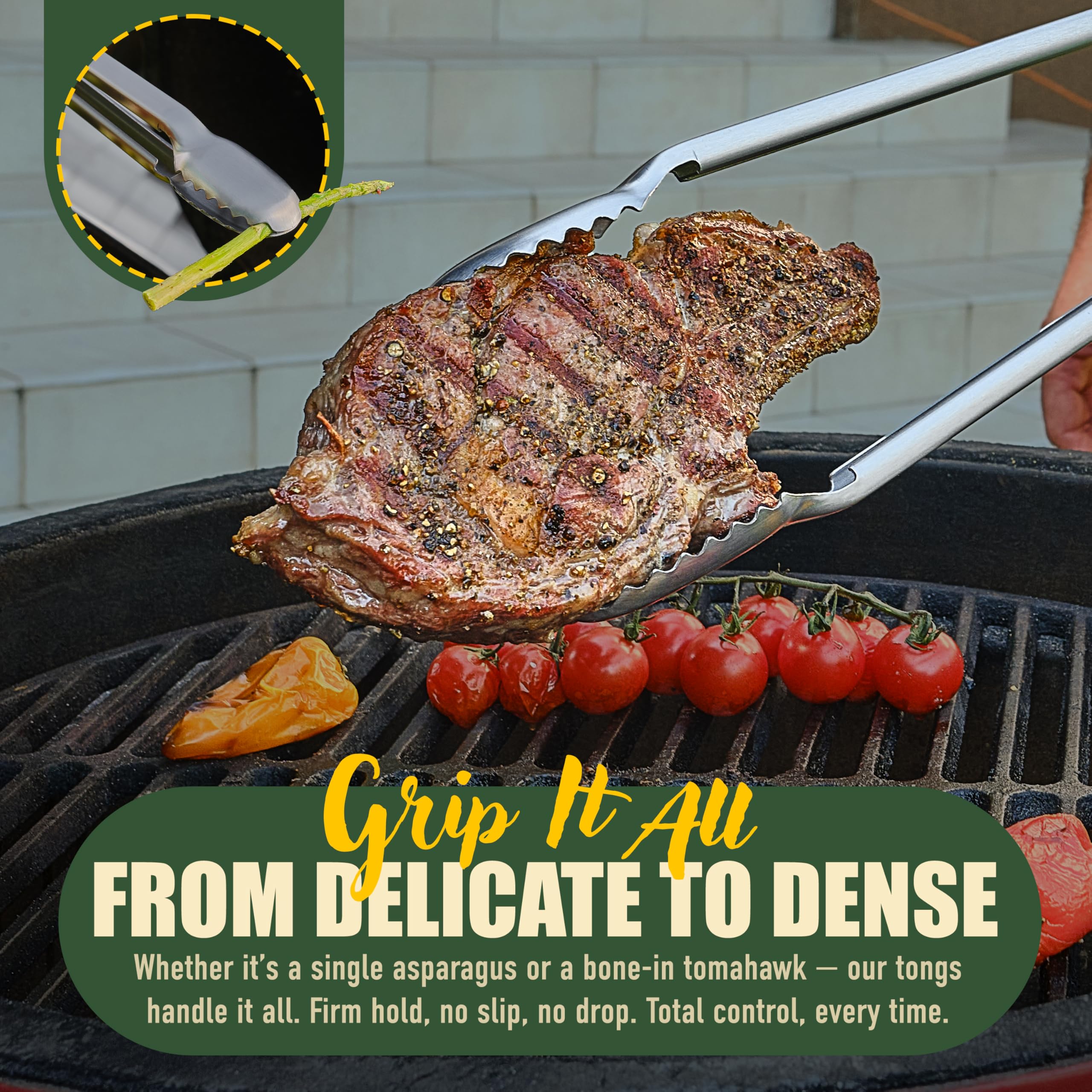 TheDOM tongs locked closed and hanging for compact storage and easy access