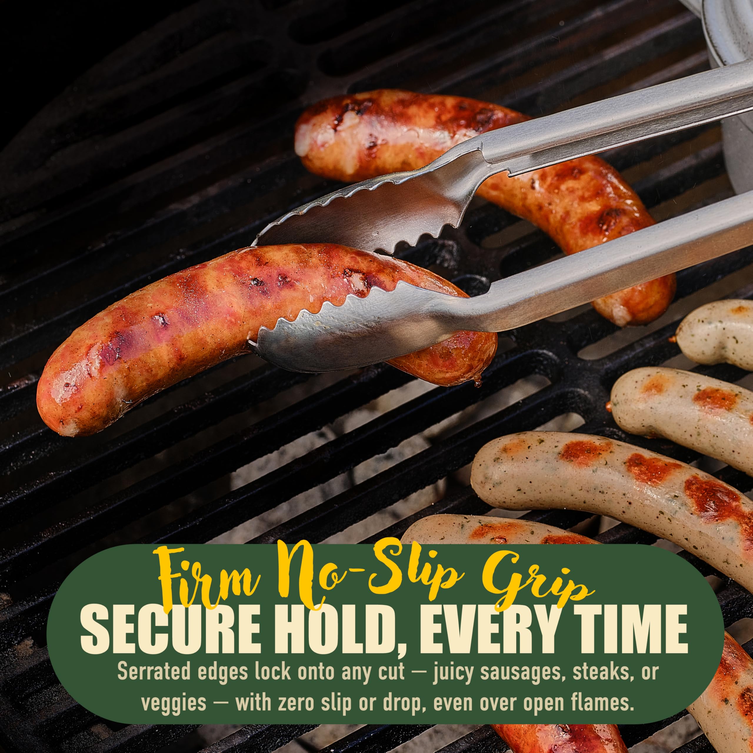 TheDOM non-slip handle detail for comfortable, heat-resistant control during long cookouts