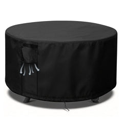 TheElves front view of 42 inch round fire pit cover protecting unit