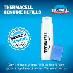 Thermacell butane fuel cartridges staged to highlight long runtime benefit