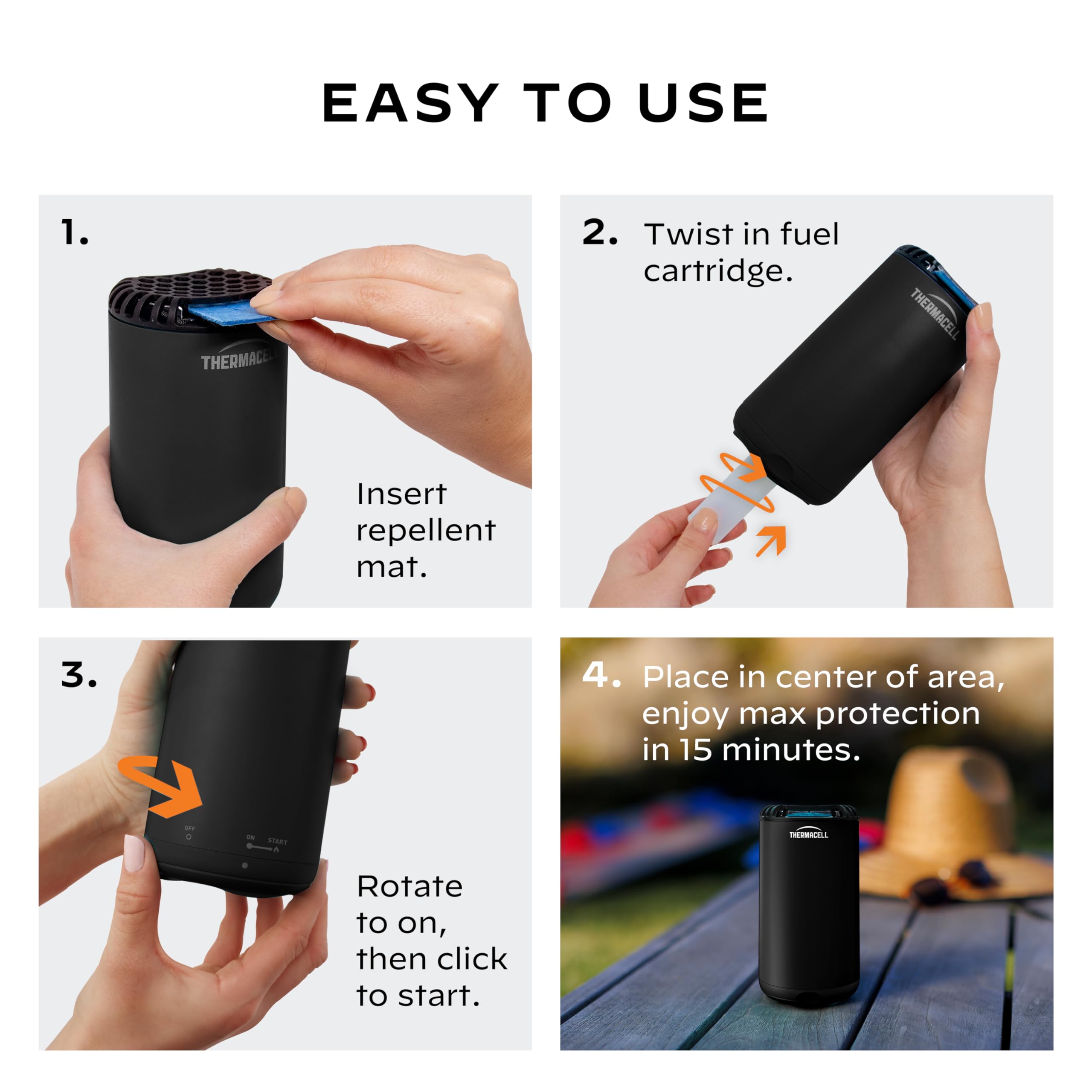 Thermacell repeller with mat installed demonstrating simple use