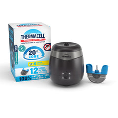 Thermacell E-ZoneGuard front view showing compact design and easy setup benefit