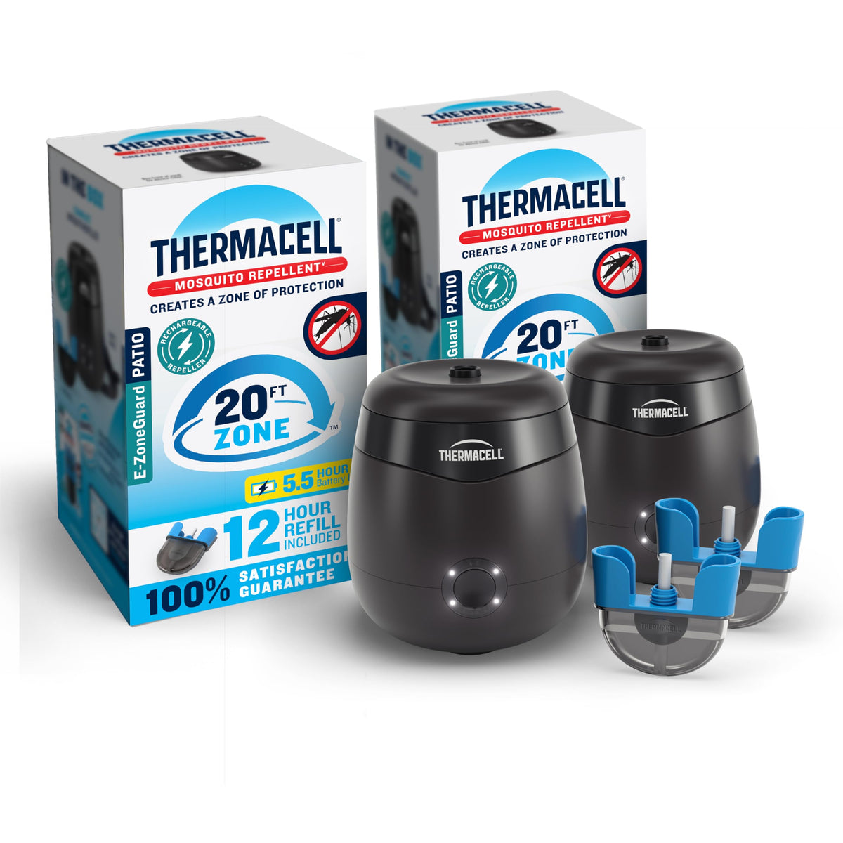 Thermacell front view showing compact mosquito repeller and controls for easy use