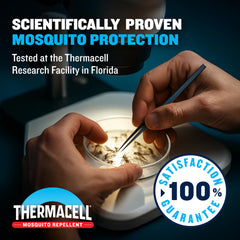 Thermacell in use on a patio protecting dining area for comfortable outdoor meals