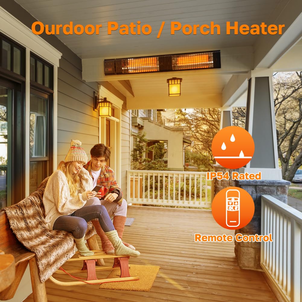 thermomate installed over deck at dusk providing cozy outdoor warmth
