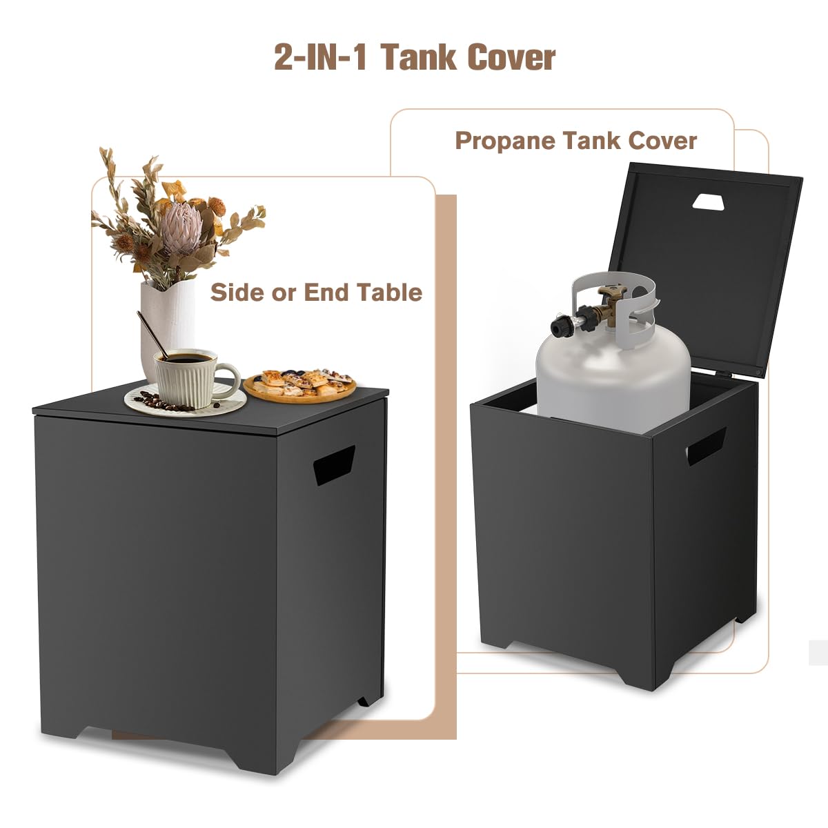 thermomate internal H-frame detail securing a 20 lb propane tank safely