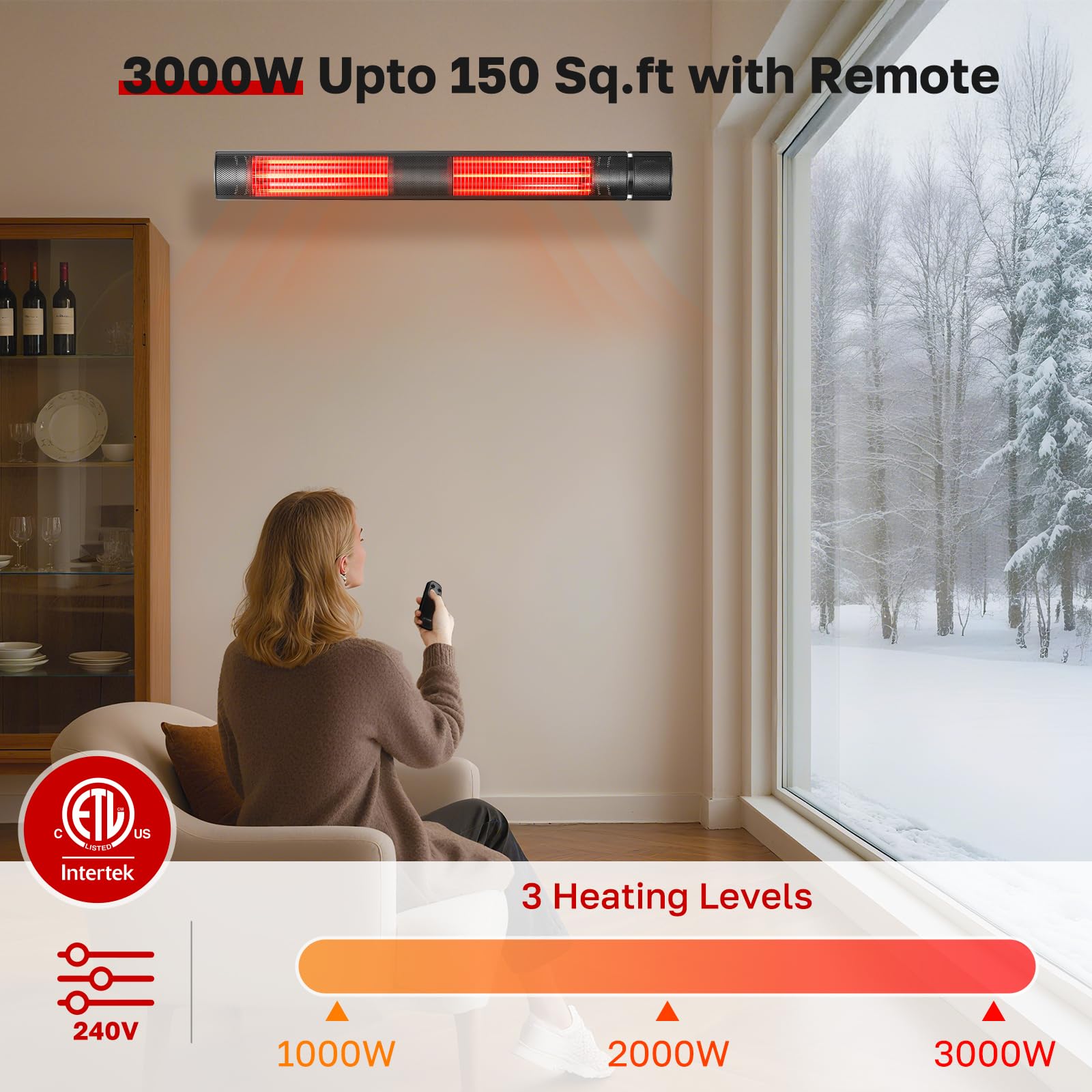 thermomate remote and controls demonstrating easy three-level adjustment