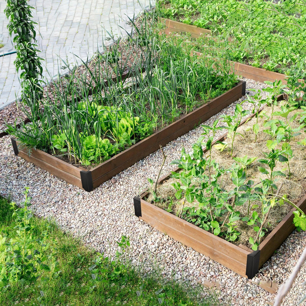Therwen brackets on finished raised vegetable bed showing stable planter structure