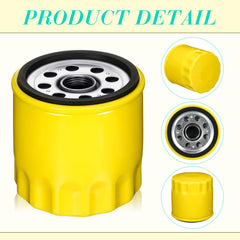 Therwen filters lined beside a lawn mower demonstrating compatibility and ready replacement supplies