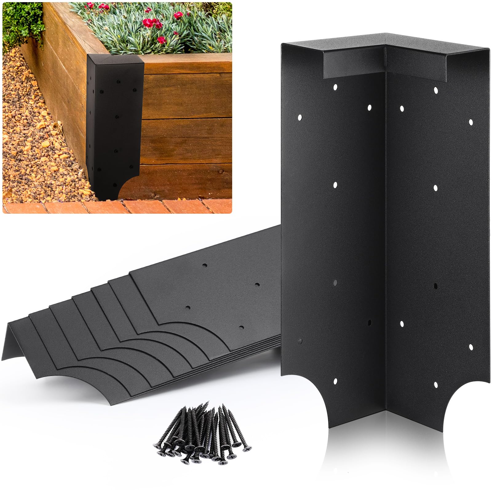 Therwen front view showing all eight black brackets and included screws for fast assembly