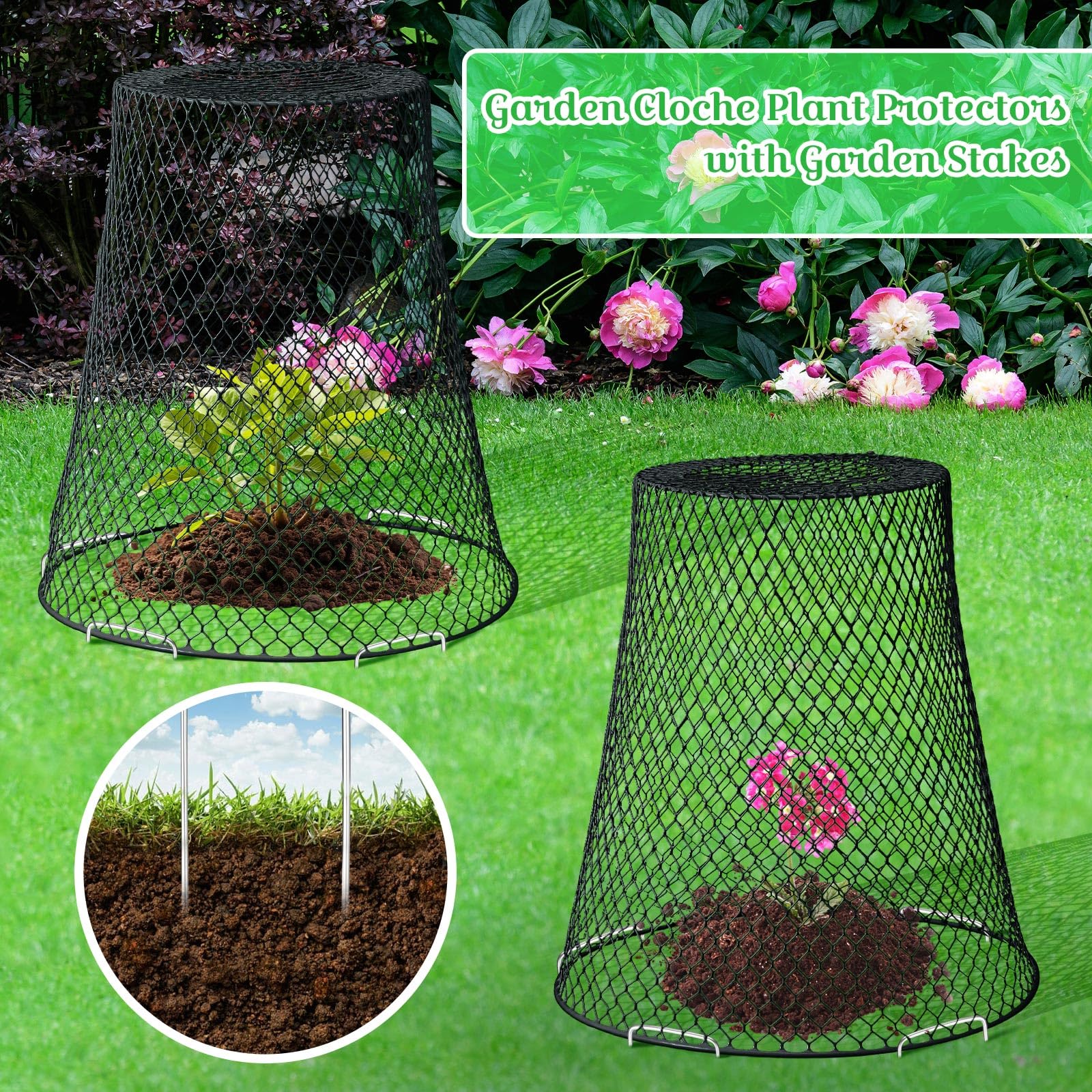 Therwen boxed 15-pack with 30 stakes ready for multi-bed garden protection