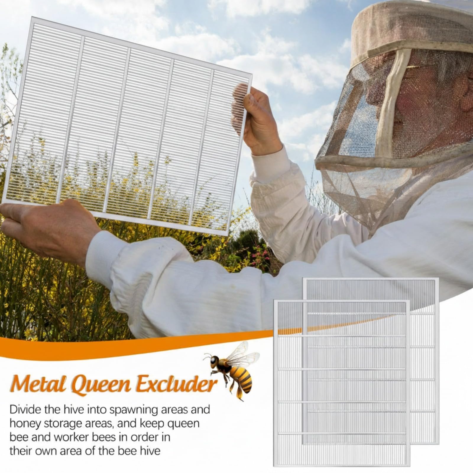 Therwen excluder installed in a 10-frame hive for easier honey harvesting