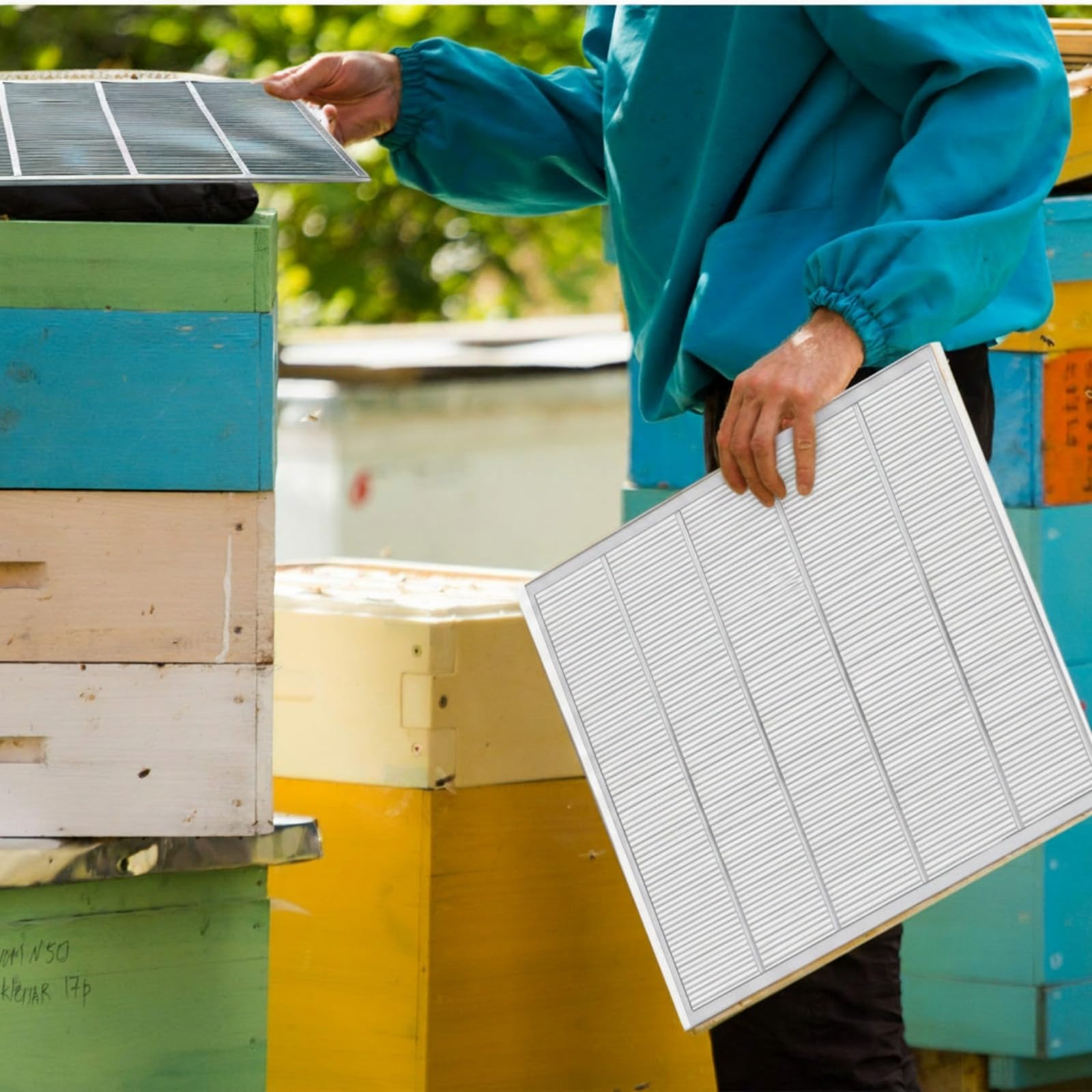 Therwen excluder in a beekeeper workflow showing efficient hive management