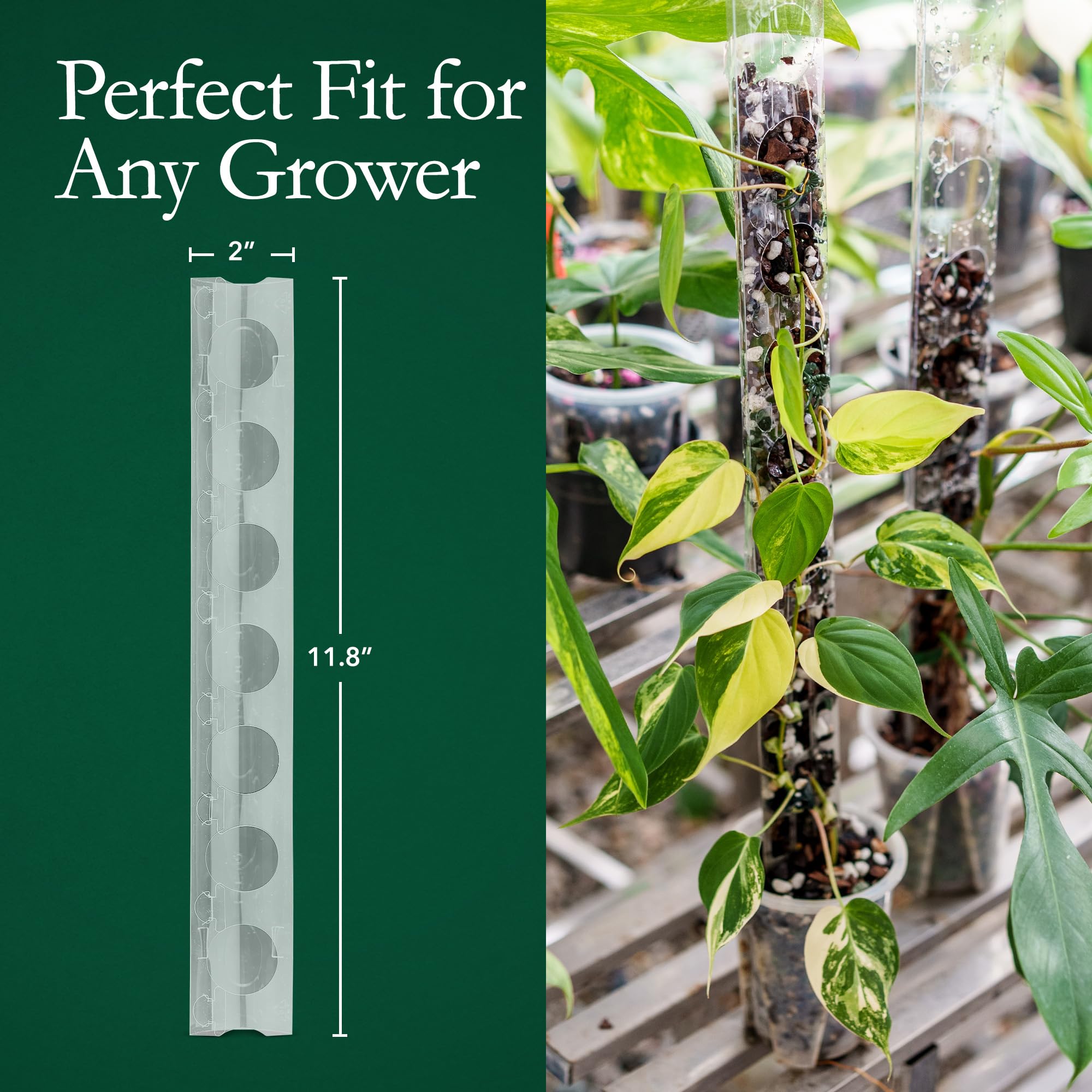 THICCLY GrowPole next to pot showing small size scale and space-saving benefit